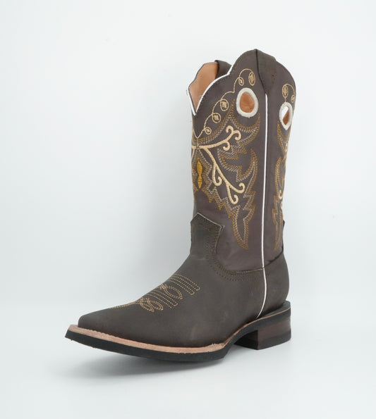 Black Stone Kid's Crazy Brown Narrow Square Toe Boots