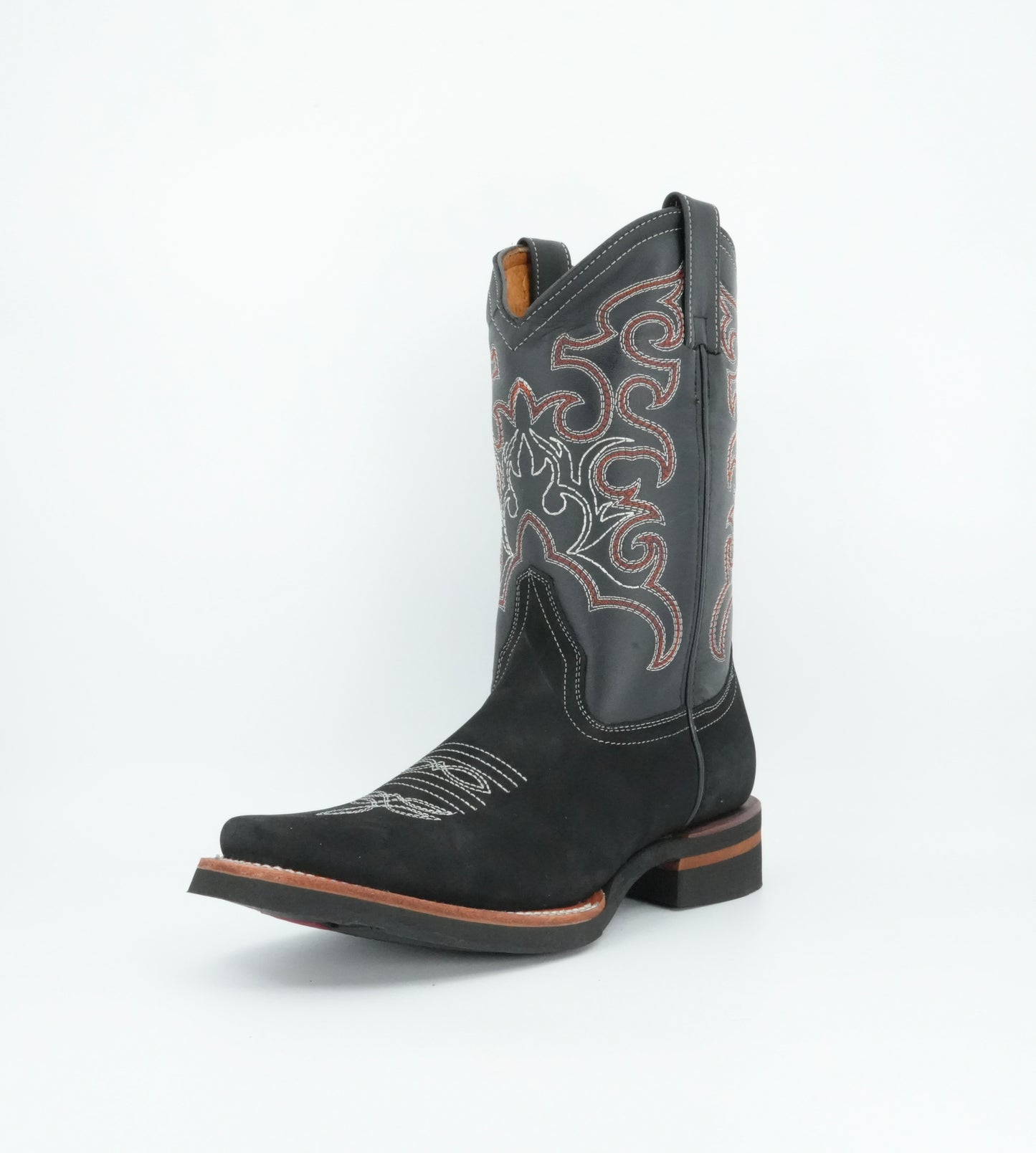 La Sierra Men's Nobuck Square Toe Rubber Sole Boot Black