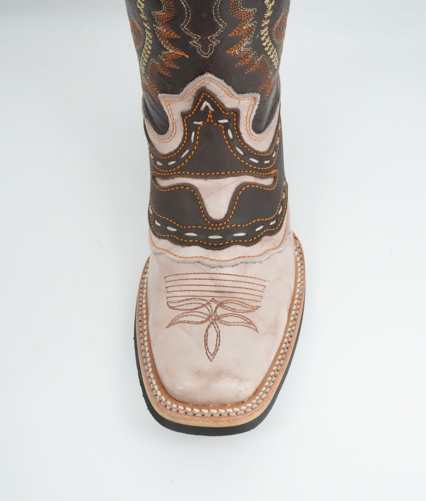 Potro Rebelde Men's Western Crazy Winter White/Brown Square Toe Boot