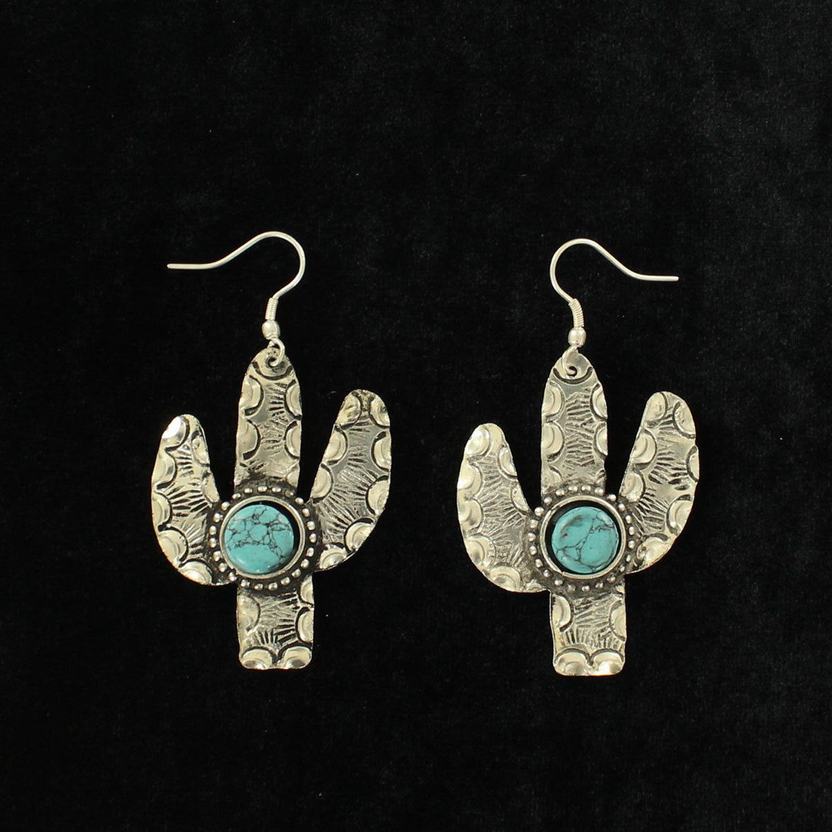 Blazin Roxx Turquoise Stone Cactus Earrings