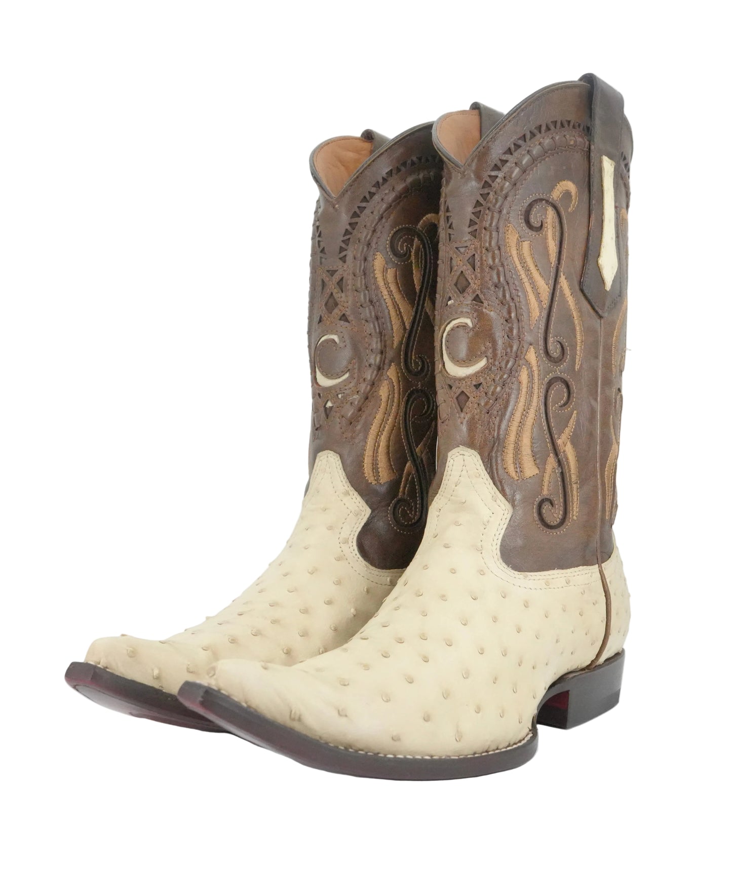 Cuadra Men's Genuine Ostrich Snip Toe Boot - Bone White