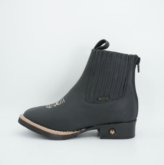 A&A Kid's Grasso Leather Black Short Boot
