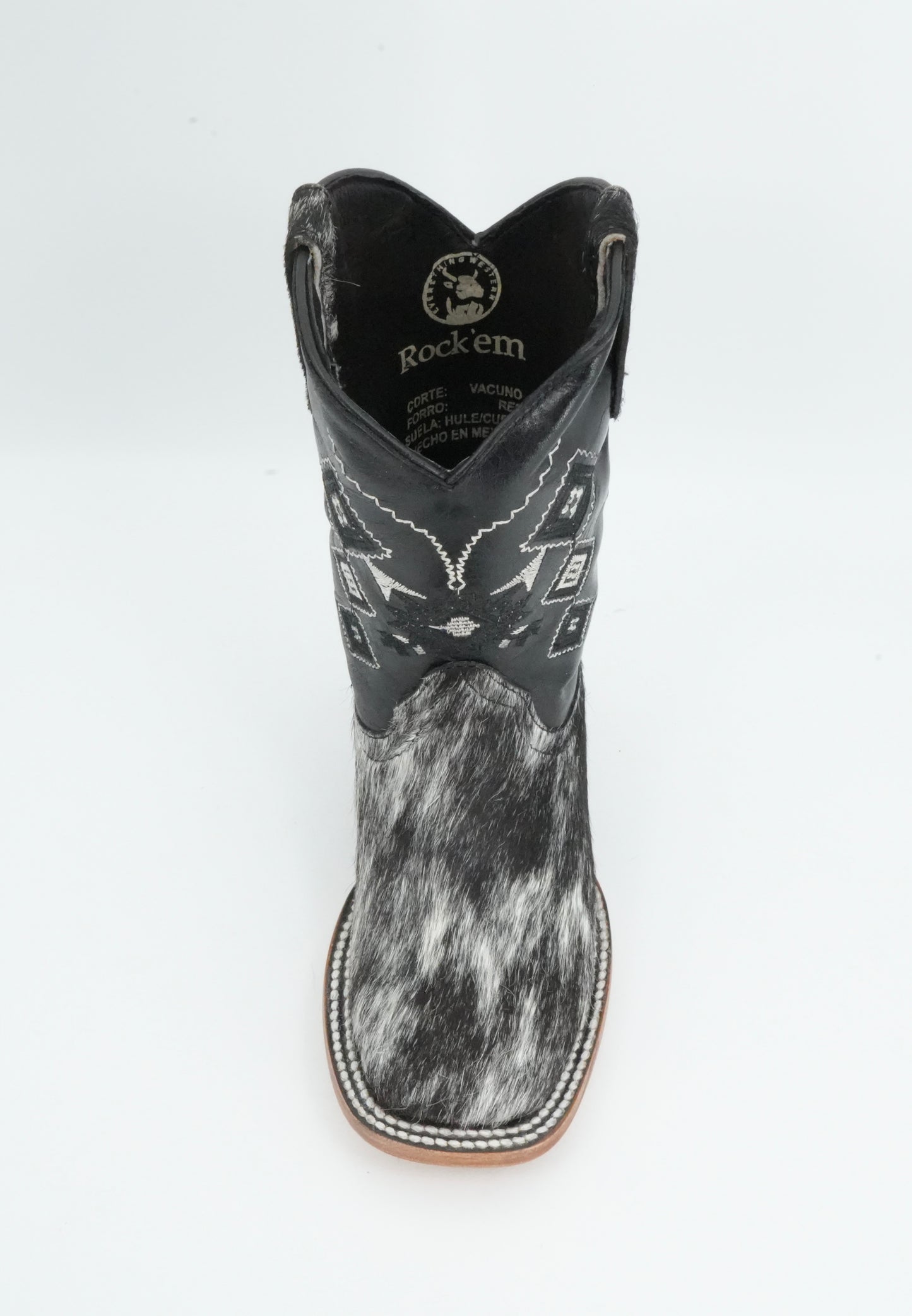Rock'em Kid's Cow Hair White/Black Boots Size: 13 US / 20 MEX *AS SEEN ON IMAGE*
