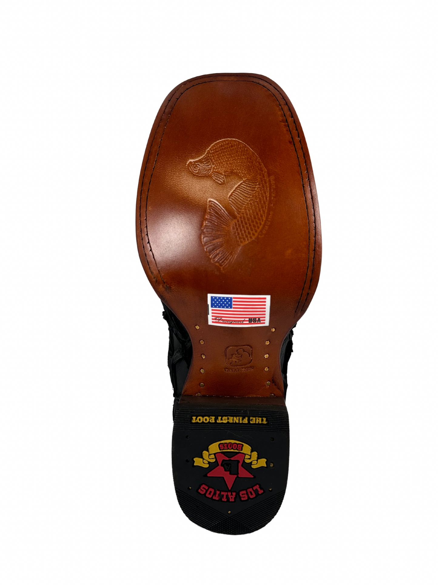 Los Altos Men's Black Matte Genuine Pirarucu Wide Square Toe Boot