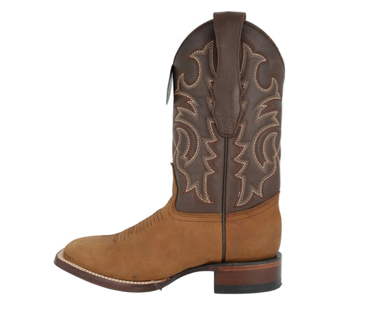 Los Altos Crazy Tan Bota con punta cuadrada para hombre