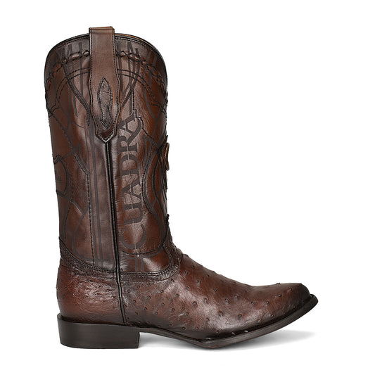 Cuadra Men's Brown Genuine Ostrich Leather Round Toe Boot
