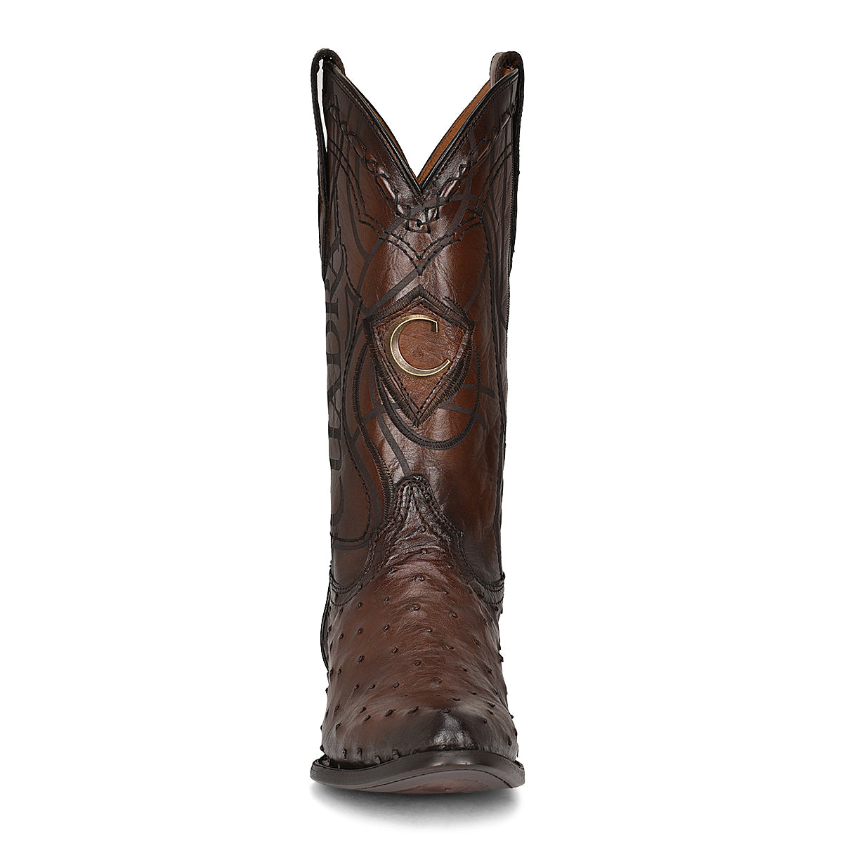 Cuadra Men's Brown Genuine Ostrich Leather Round Toe Boot