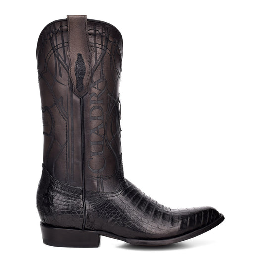 Cuadra Men's Black Genuine Caiman Belly Leather Round Toe Boot