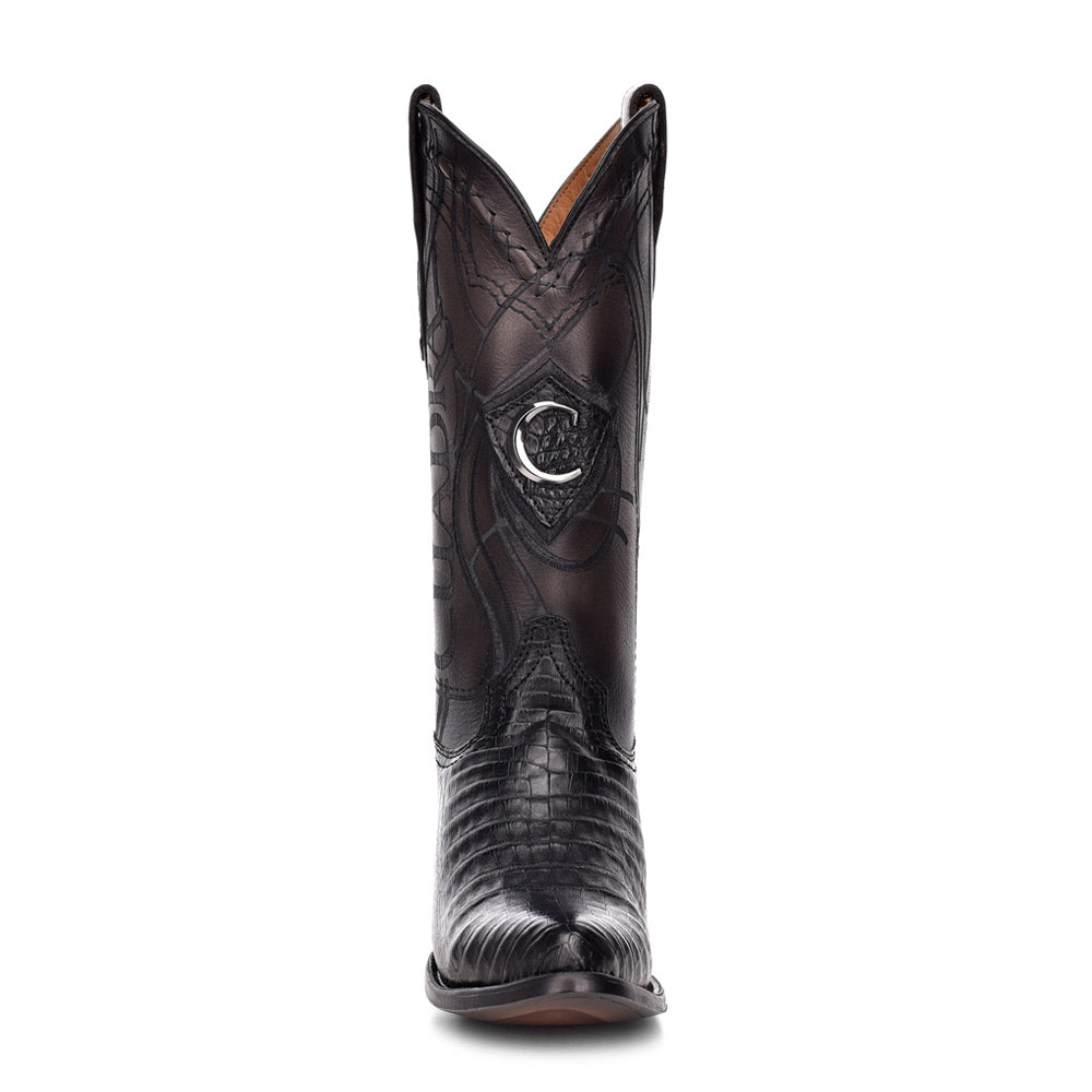 Cuadra Men's Black Genuine Caiman Belly Leather Round Toe Boot
