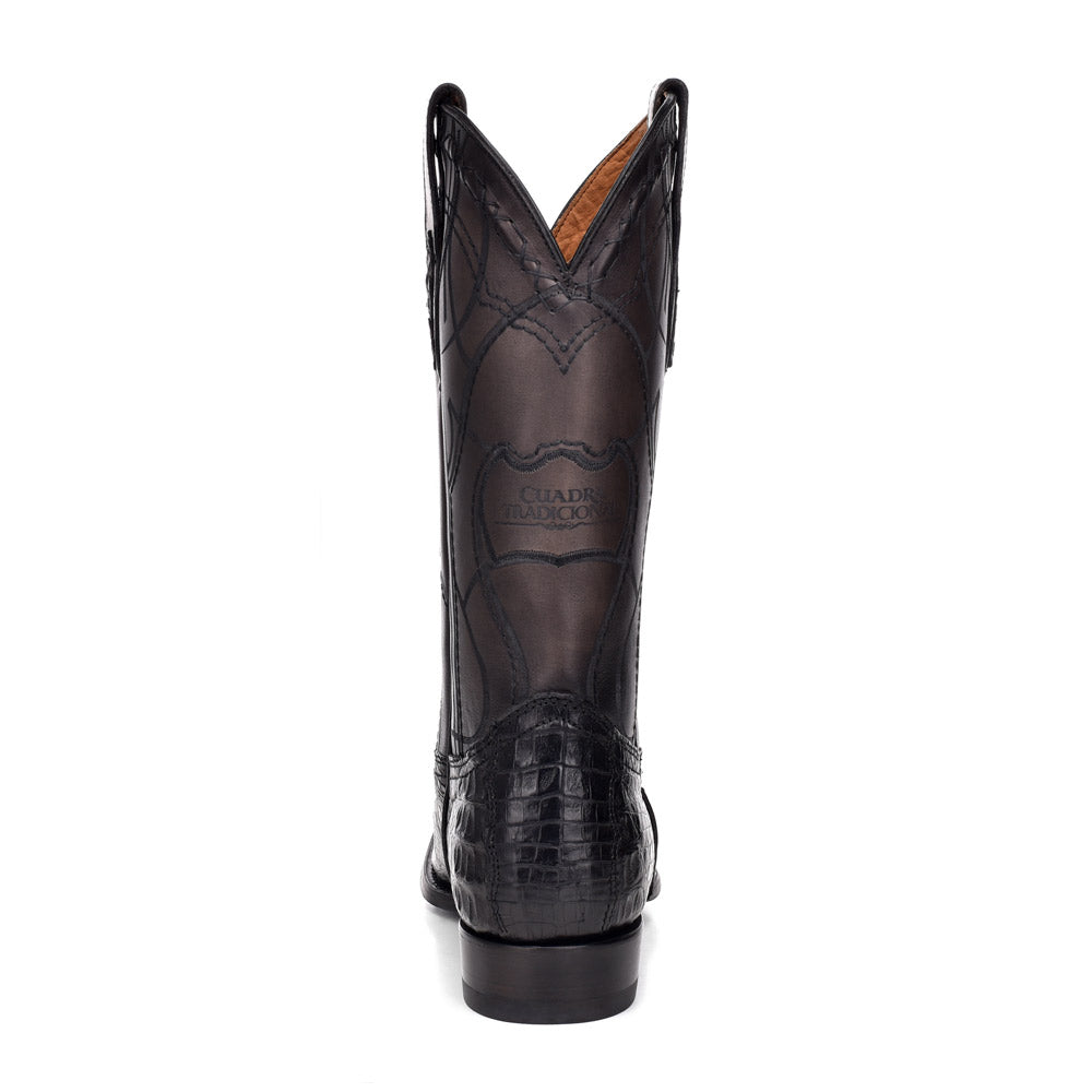 Cuadra Men's Black Genuine Caiman Belly Leather Round Toe Boot