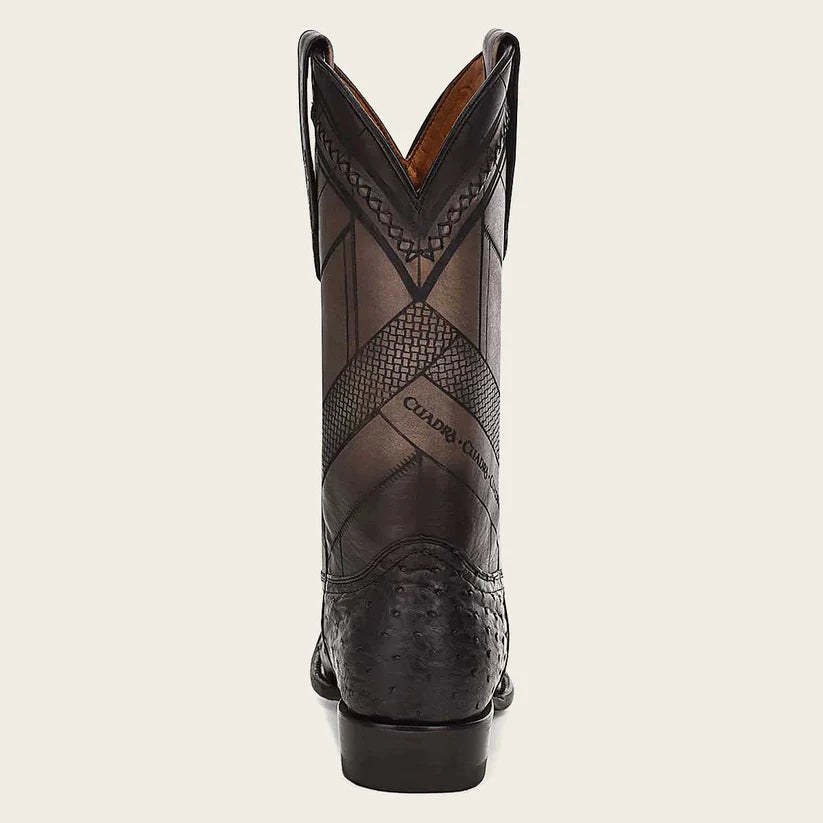 Cuadra Men's Black Genuine Ostrich Leather Round Toe Boot