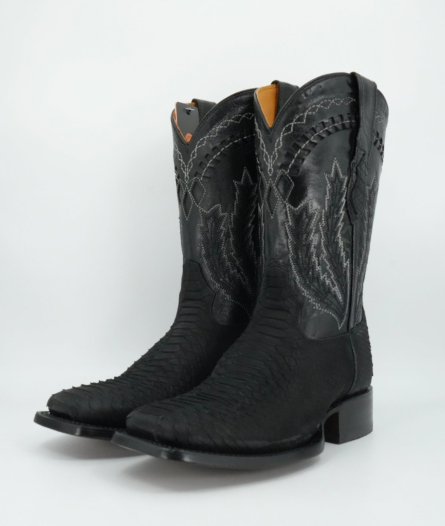 Hooch Men's Nobuck Black Python Print Square Toe Boot