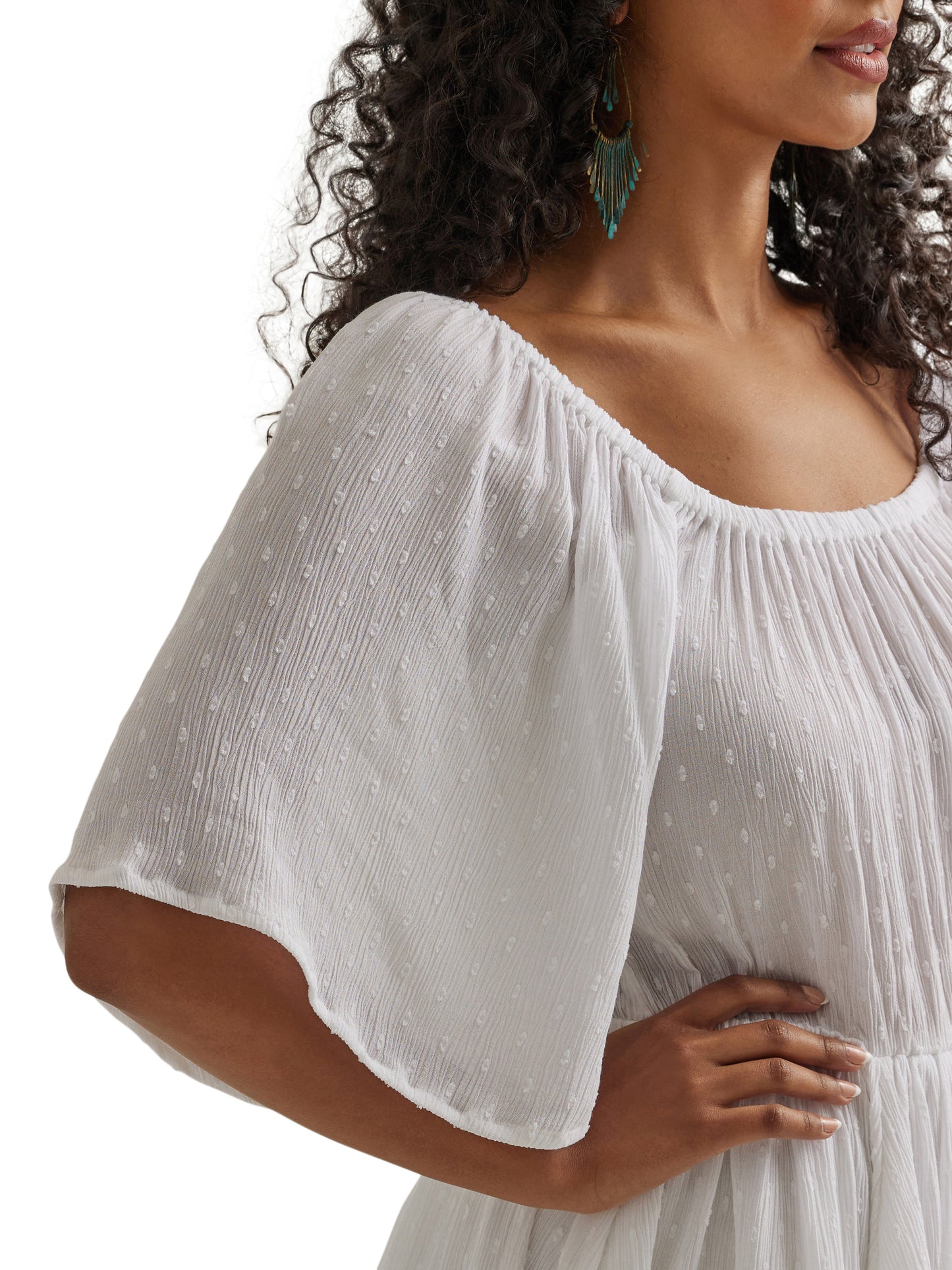 Wrangler Retro Dotted Flutter White Dress