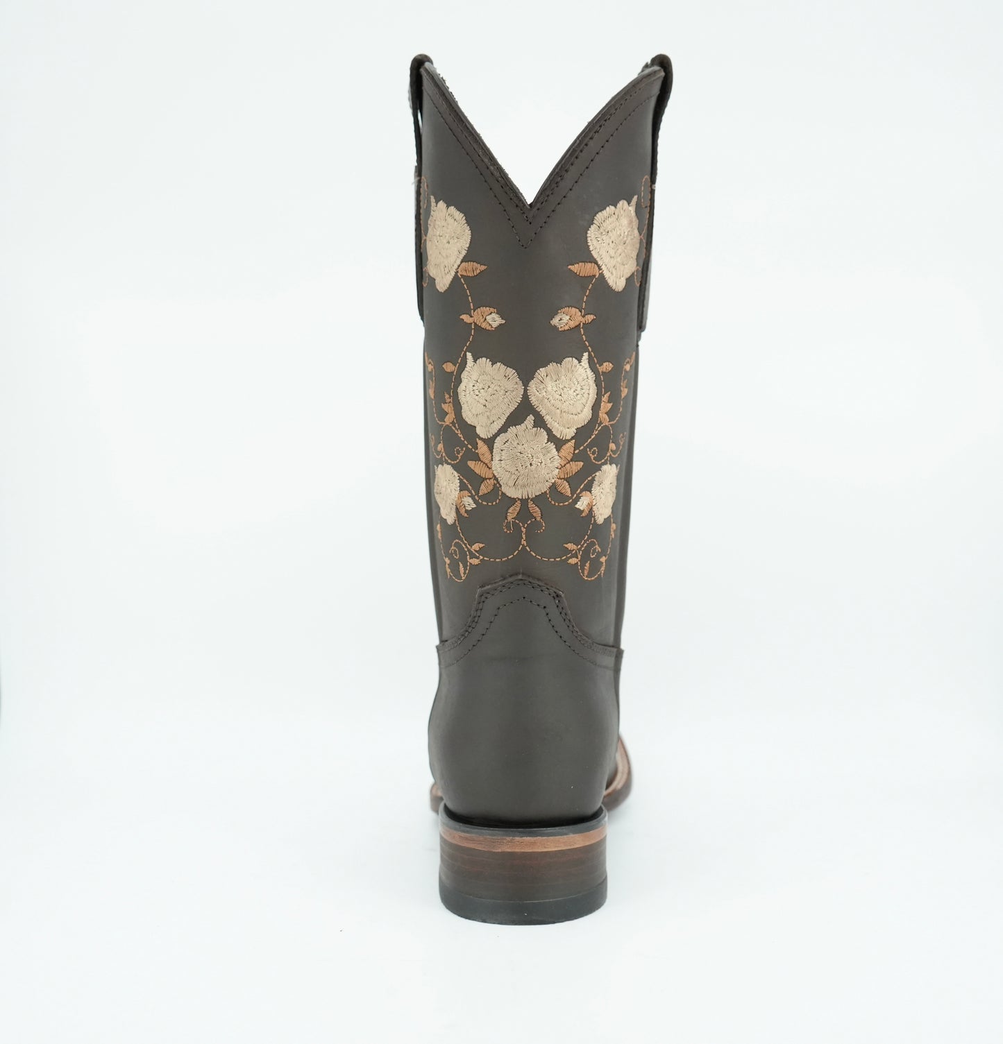 Vaquero Signature Women’s Brown Grasso Flowers Wide Square Toe Boot