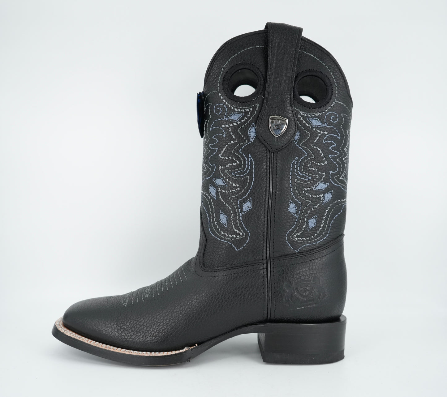 Wild West Men’s Grisly Black Leather Wide Square Toe Boot
