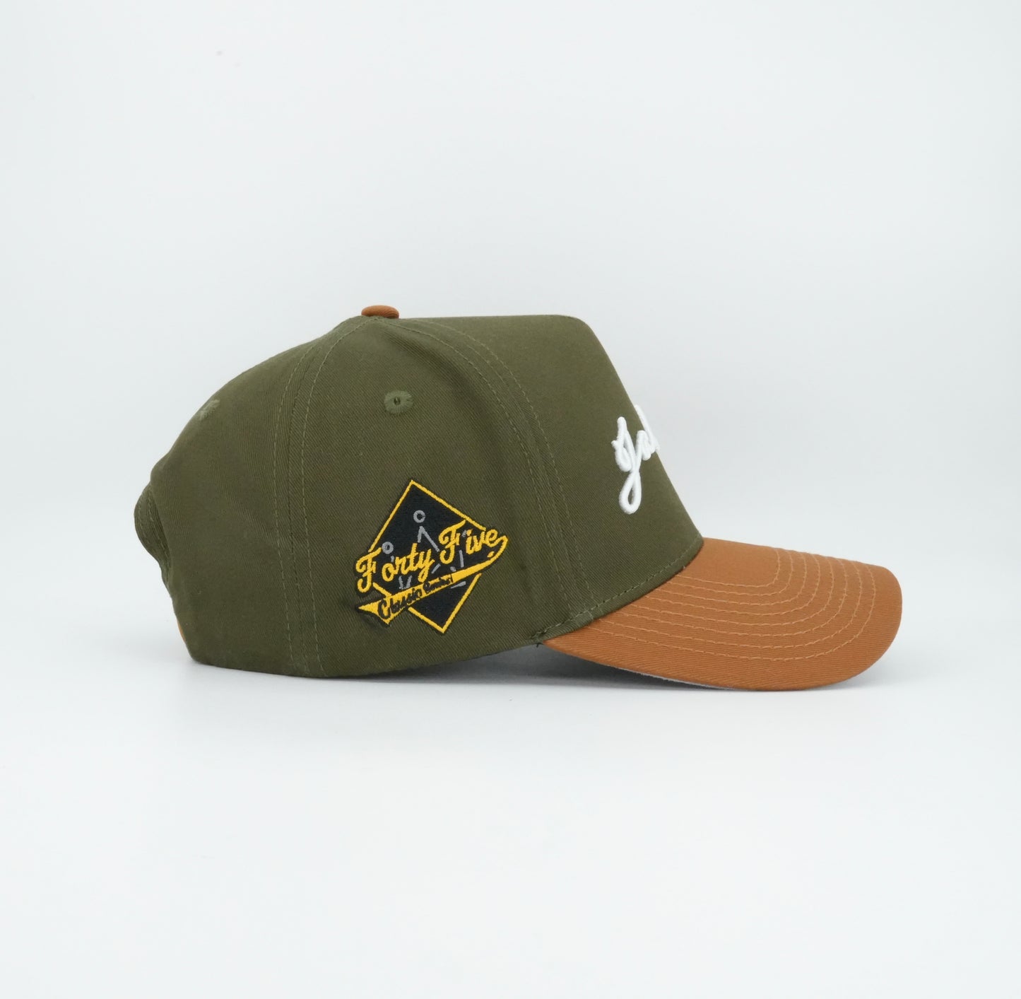 45 Cursive Trucker Cap Olive-Brown