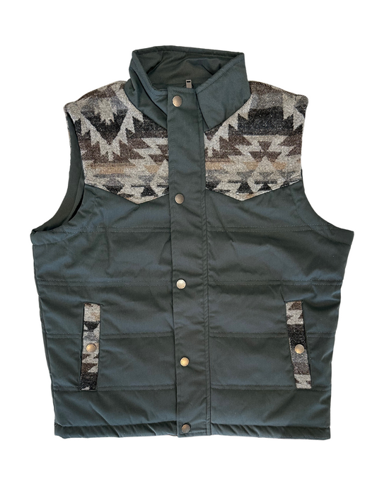 Montero Charcoal Tribal Puffer Vest