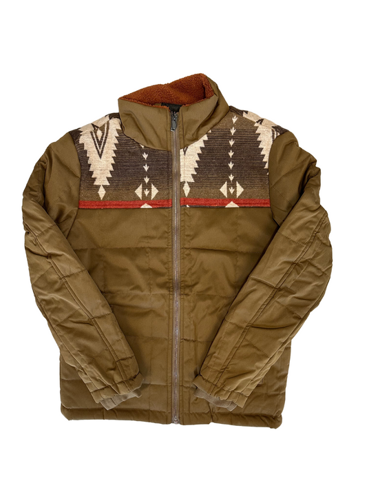 Lamasini Brown Tribal Puffer Jacket