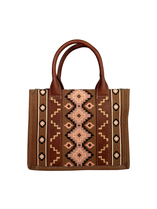Wrangler Southwestern Print Small Canvas Tote/Crossbody - Dark Brown