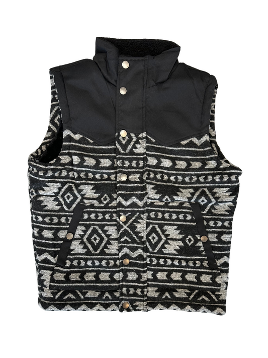 Lamasini Black & Gray Tribal Puffer Vest