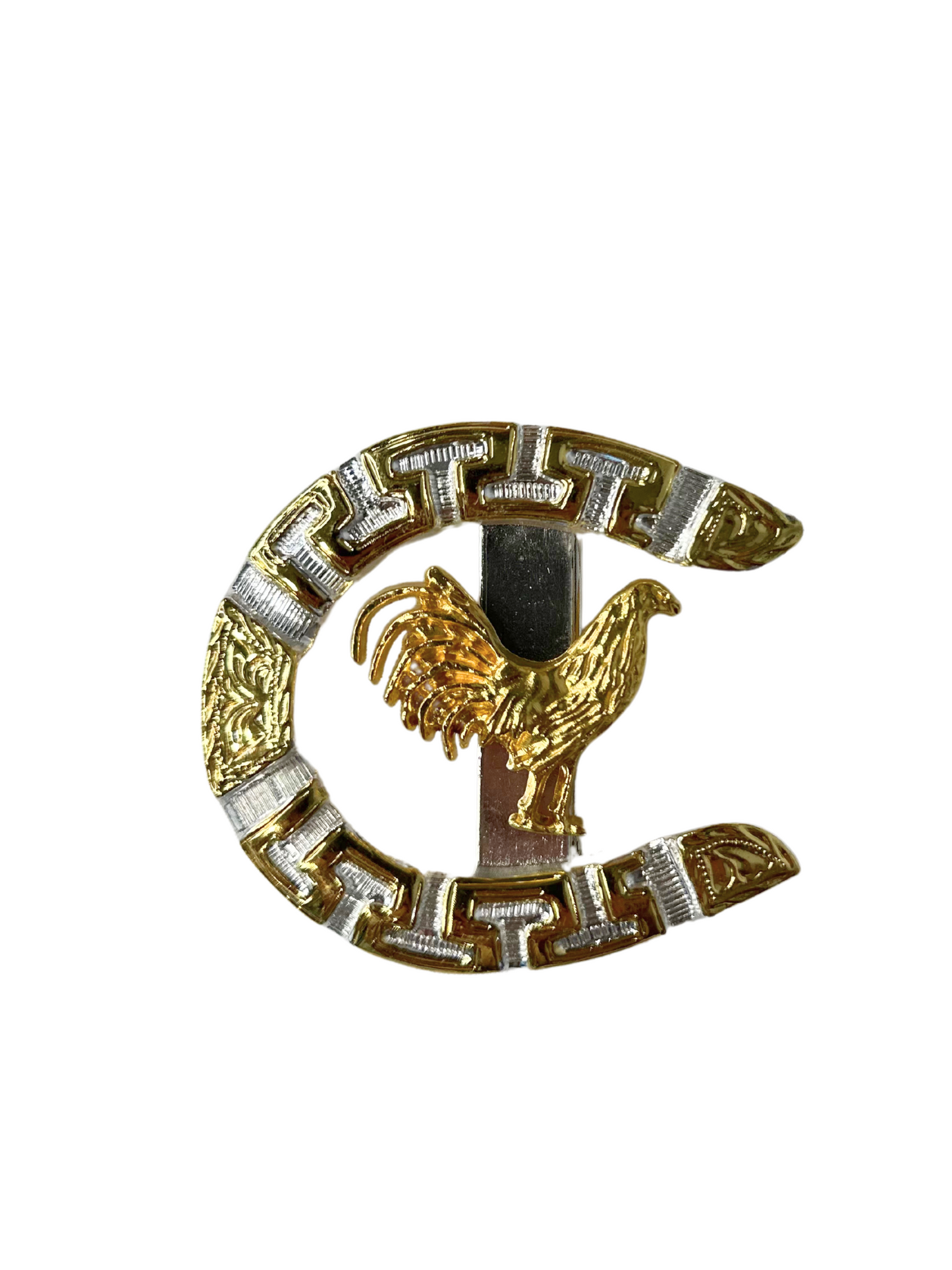 Rooster Horseshoe Buckle - Silver/Gold