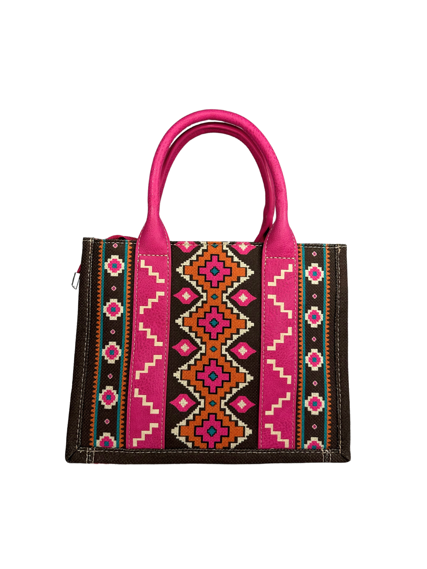 Wrangler Southwestern Print Small Canvas Tote/Crossbody - Hot Pink