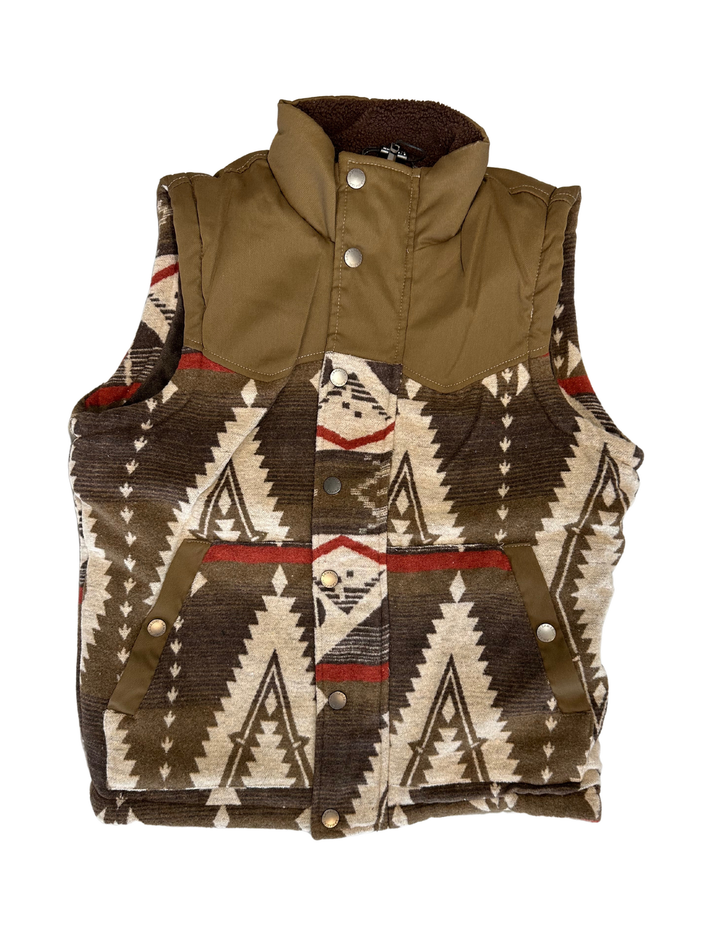 Lamasini Brown Tribal Puffer Vest