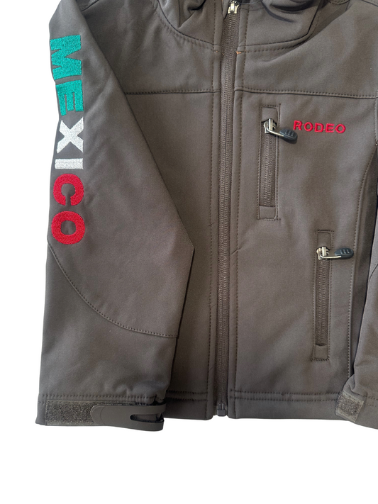 Kid's Unisex Rodeo Mexico Logo Softshell Jacket - Brown