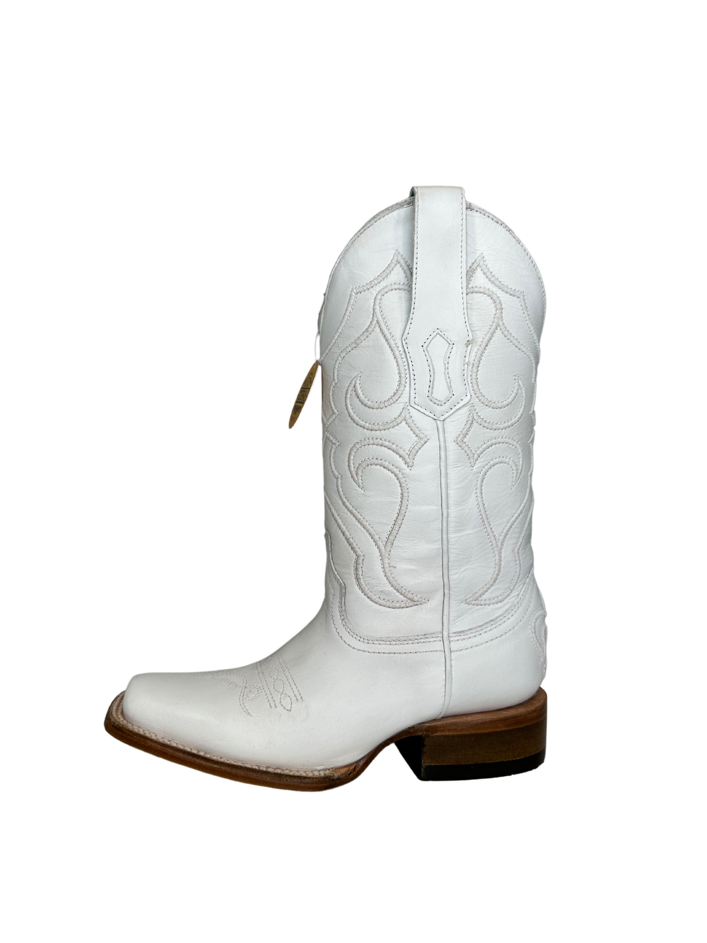 Corral Women's White Leather Embroided Square Toe Boot