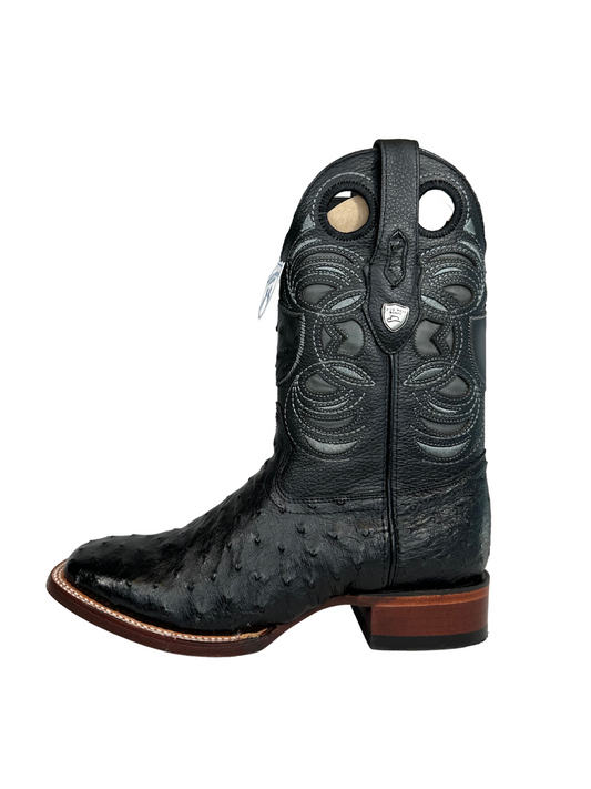Wild West Black Genuine Ostrich Ranch Toe Boot
