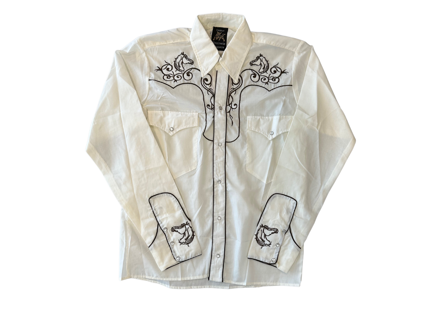 Men's Cream & Brown Horse Cowboy Shirt