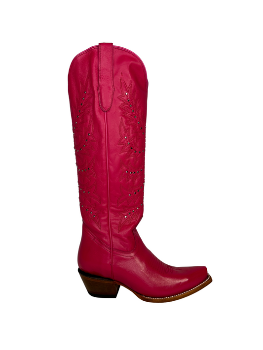 Quincy Fuchsia Pink Tall Leather Boot