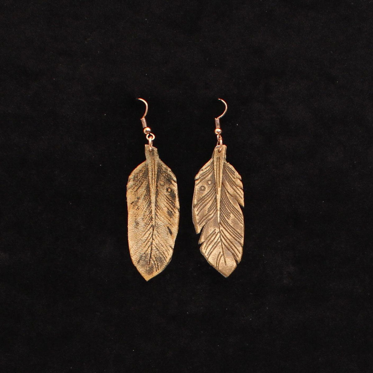 Blazin Roxx Brown Leaf Leather Earrings
