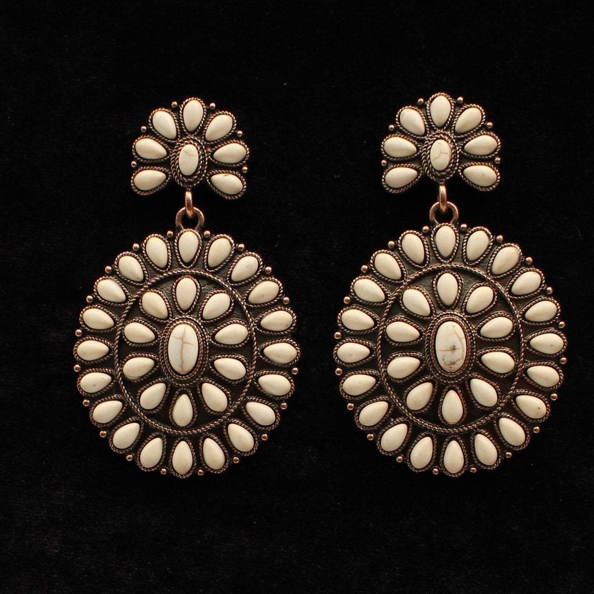 Blazin Roxx White/Copper Beaded Earrings