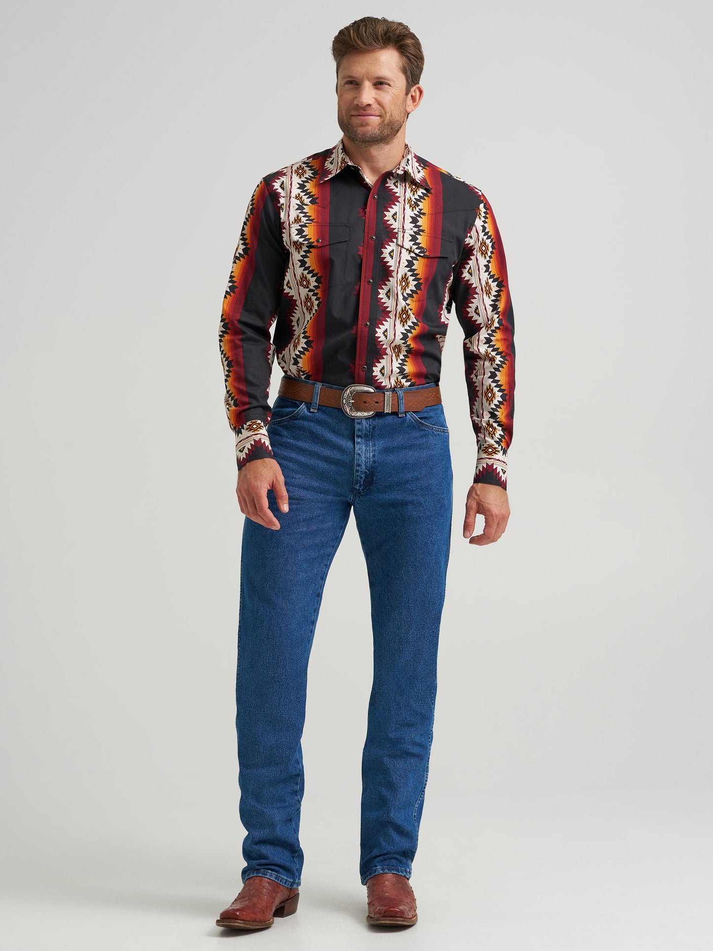 Wrangler x Checotah Western Snap Printed Long Sleeve Shirt
