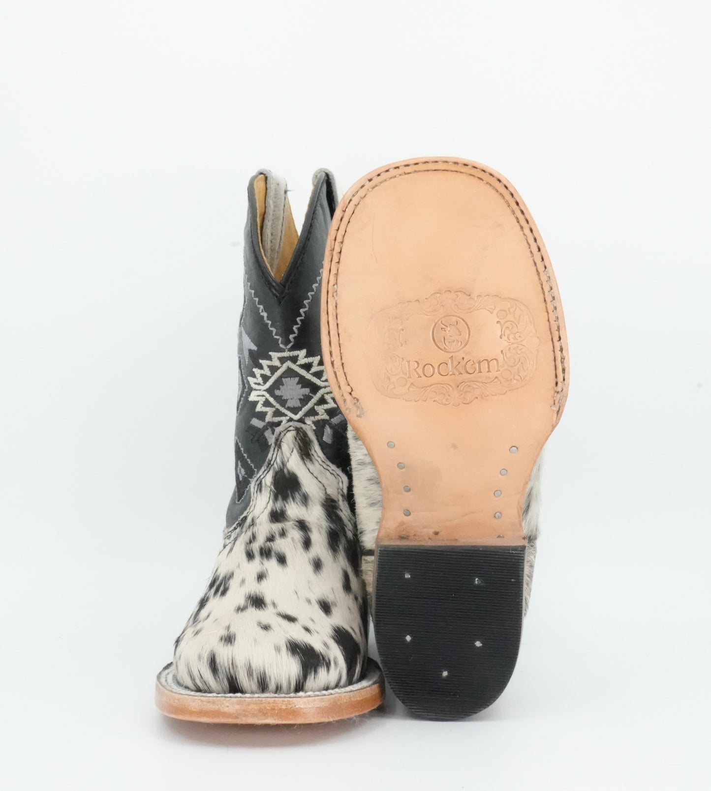 Rock'em Kid's Cow Hair White/Black Boots Size: 10 US / 17 MEX  *AS SEEN ON IMAGE*