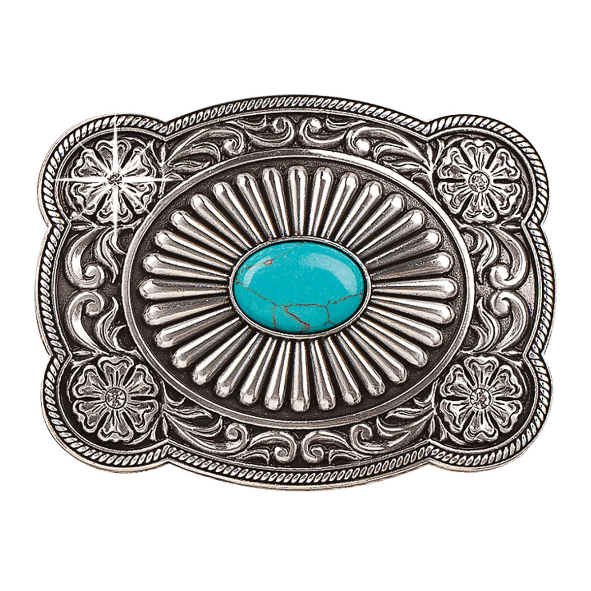 Blazin Roxx Floral Turquoise Stone Buckle