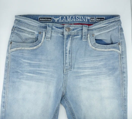 Lamasini Men's Premium Bootcut Jean Light Blue