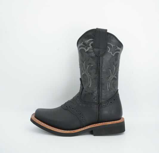 Tierra Blanca Jr’s Crazy Black Square Toe Boot