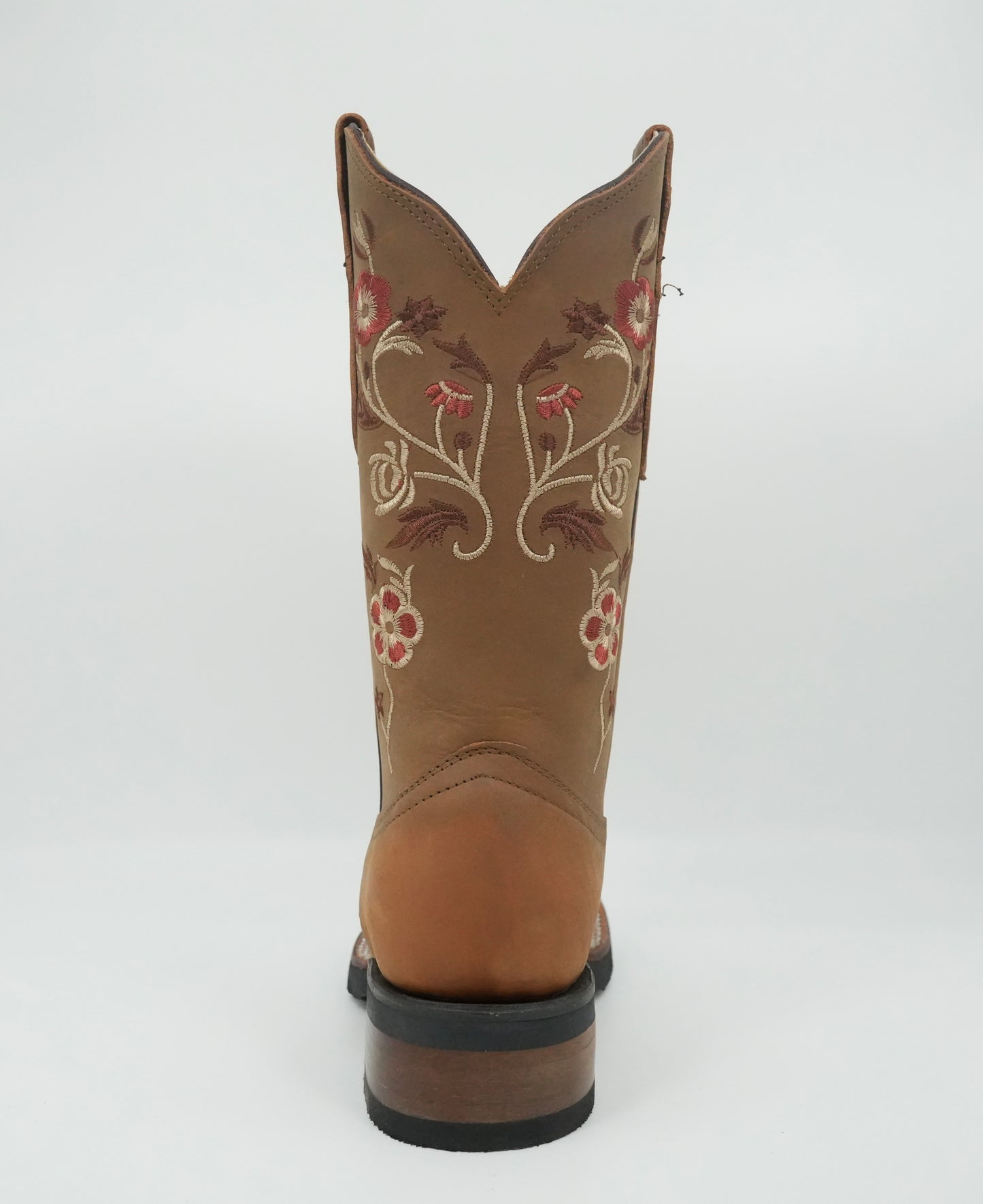 Stephy Women's Embroidered Crazy Tabaco Rubber Sole Wide Square Toe Boot