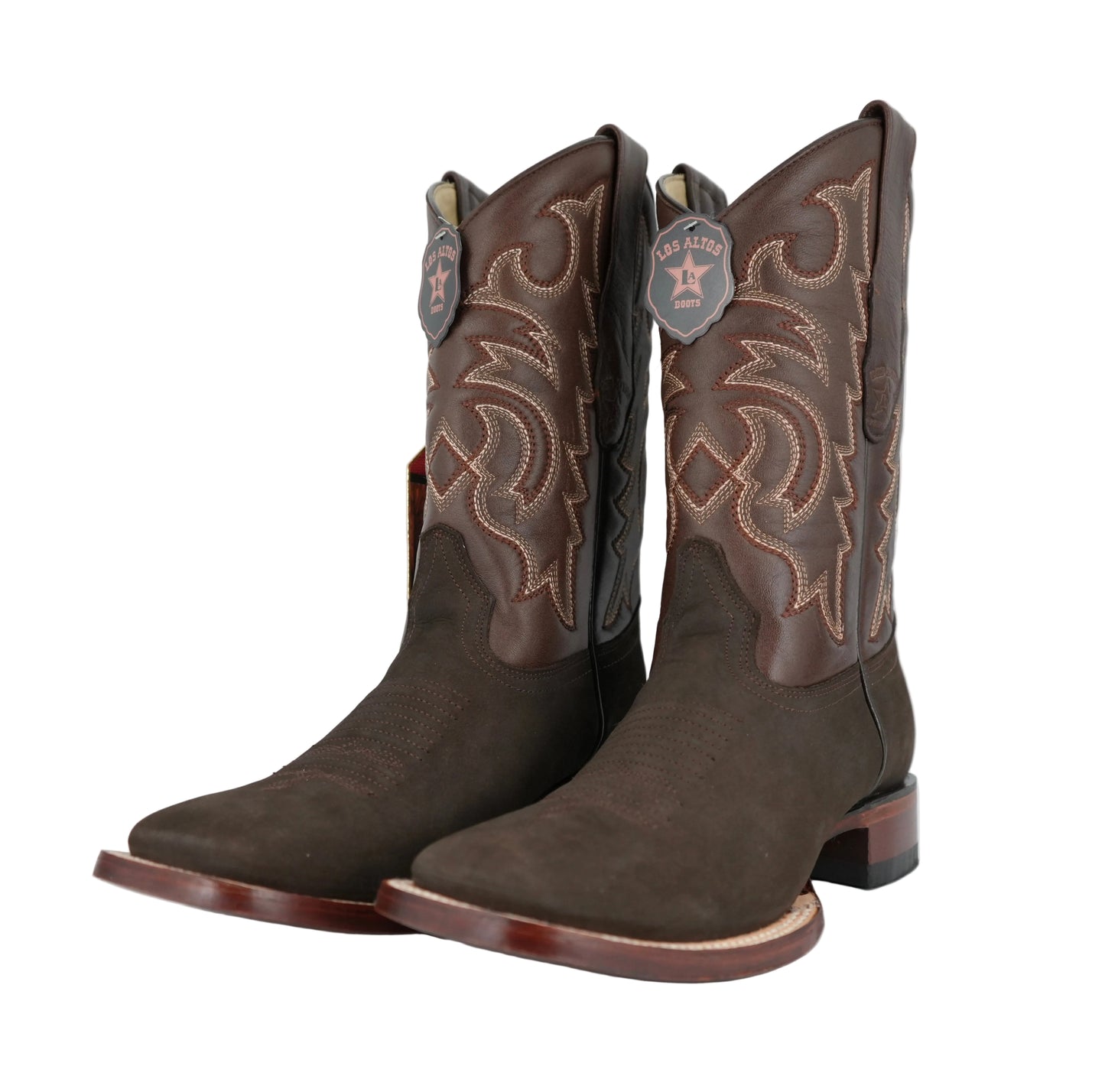 Los Altos Men's Nobuck Dark Tobacco Wide Square Toe Boot