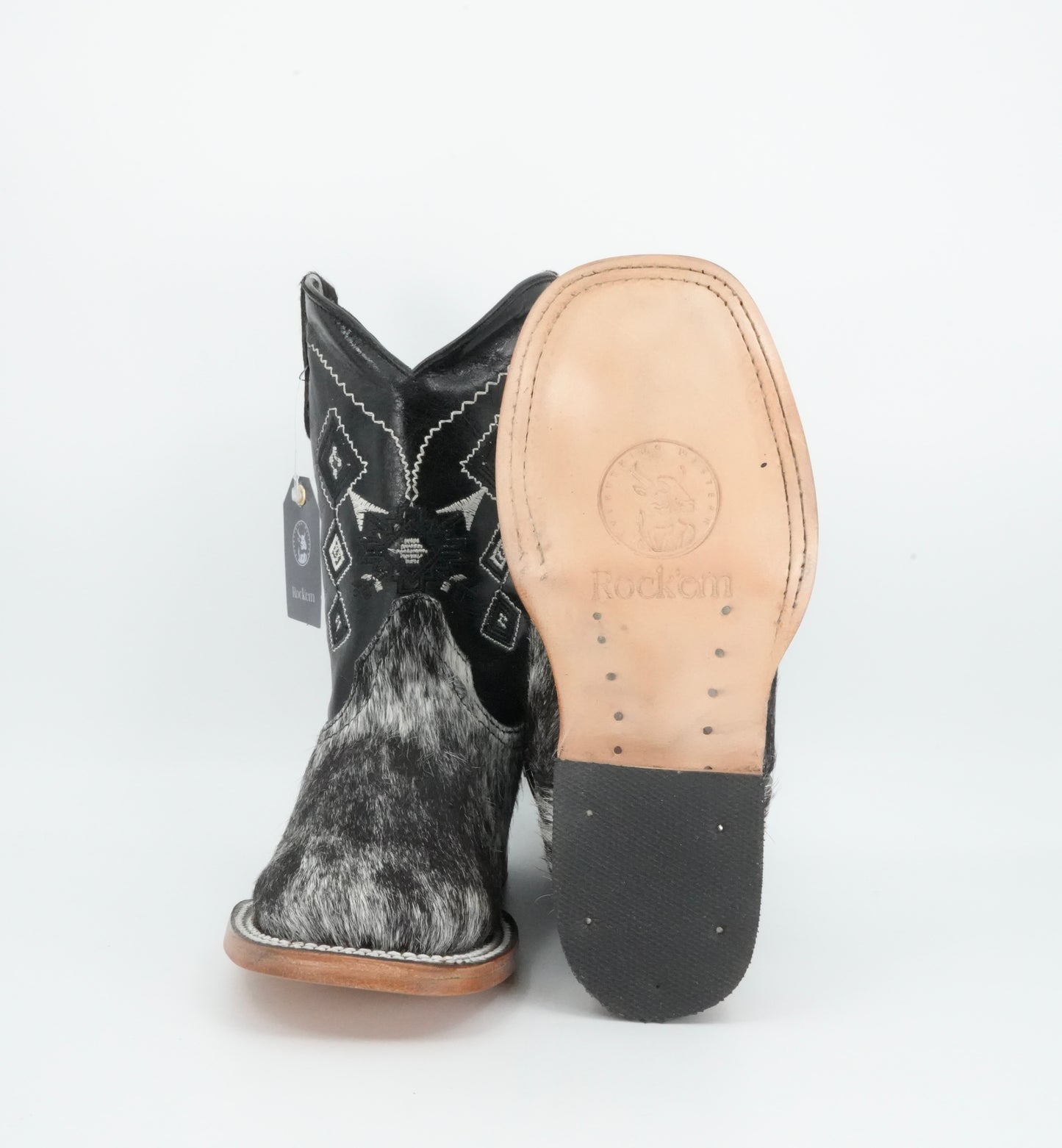 Rock'em Kid's Cow Hair White/Black Boots Size: 13 US / 20 MEX *AS SEEN ON IMAGE*