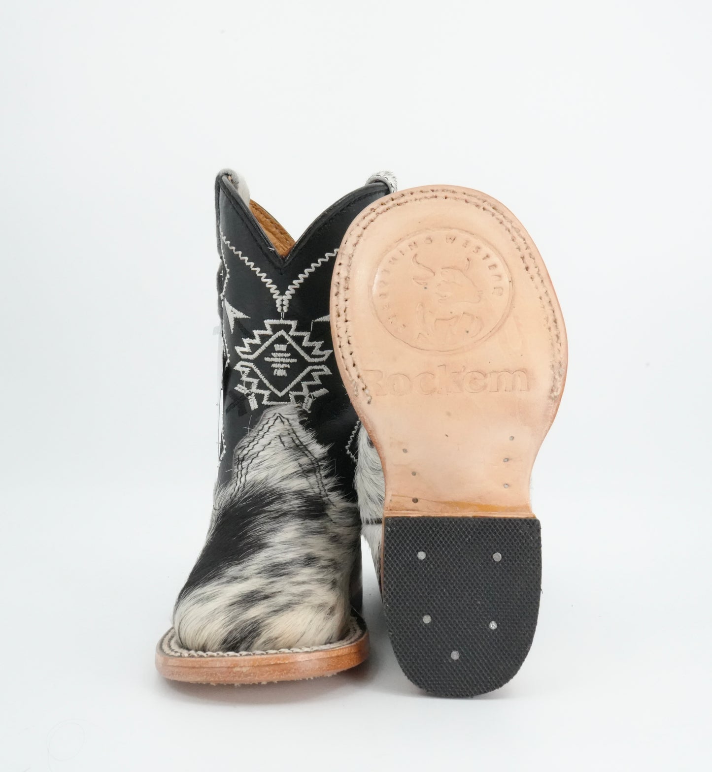 Rock'em Kid's Cow Hair White/Black Boots Size: 8 US / 15 MEX *AS SEEN ON IMAGE*