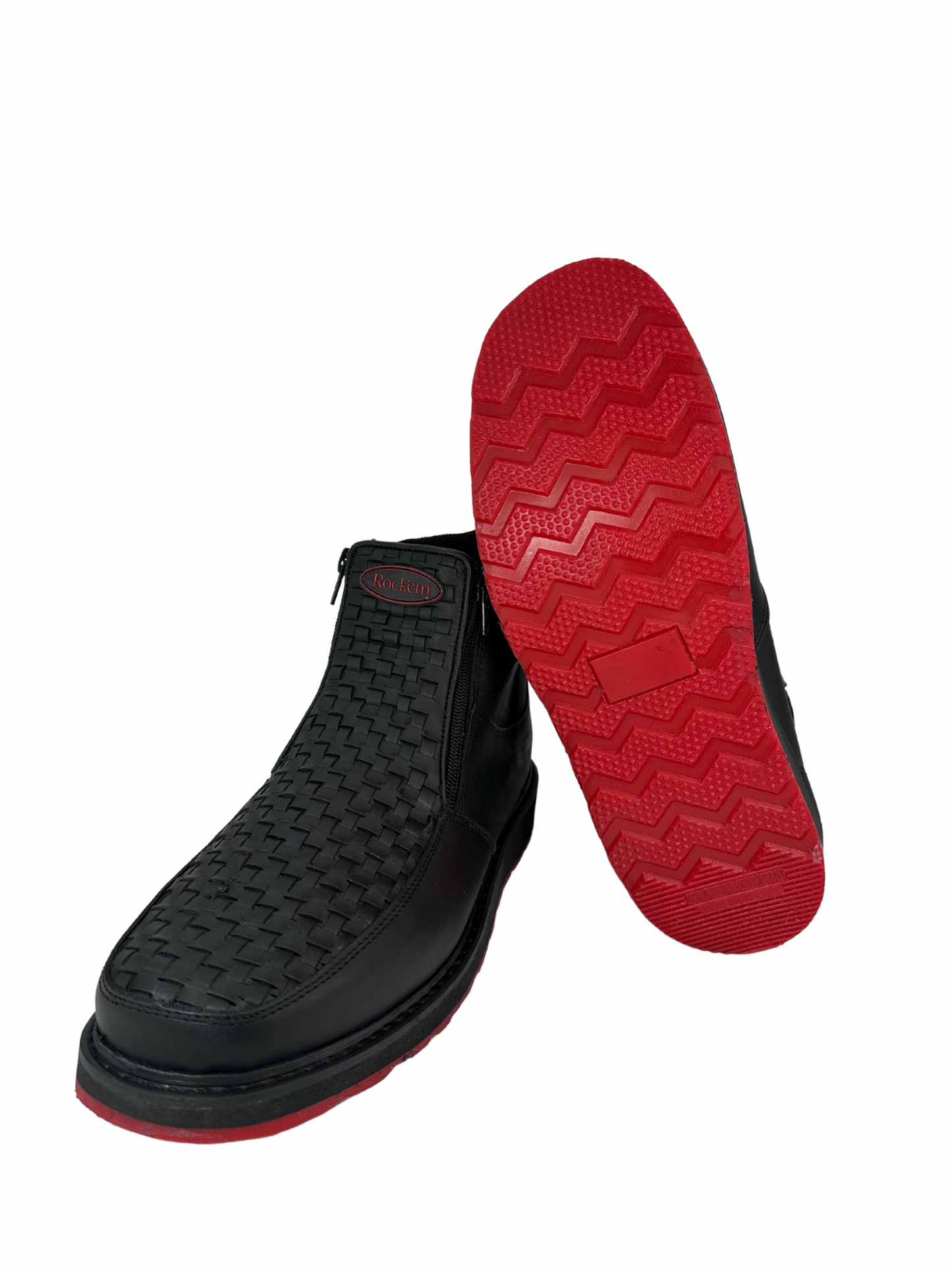 Rock'em Men’s Francia Red Bottom Short Boots Petatillo Black