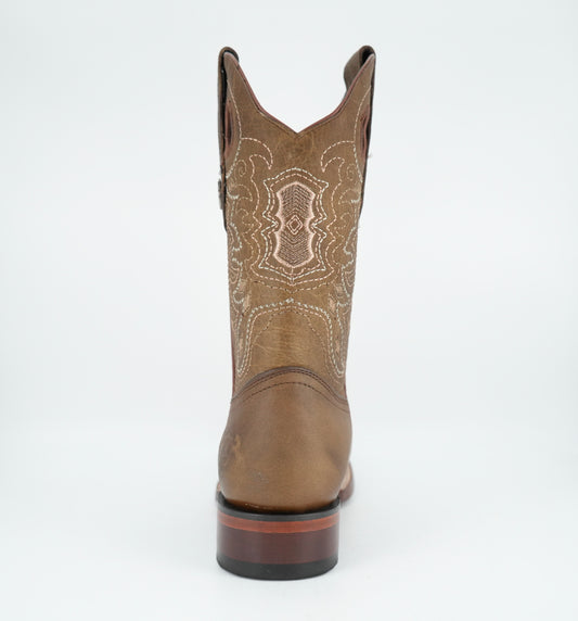 Wild West Botas de cuero miel con punta cuadrada Rage para hombre