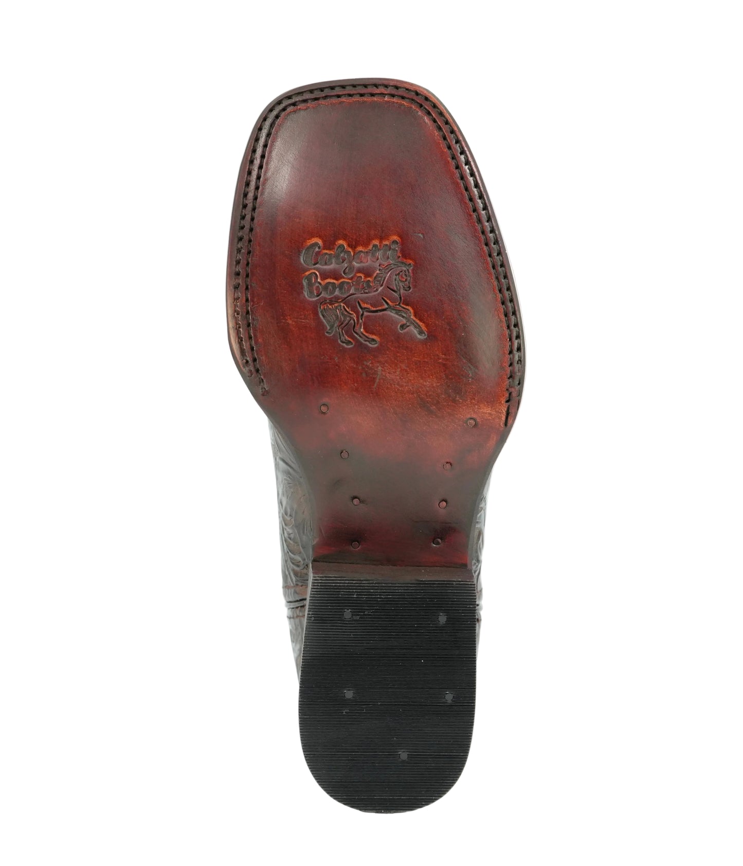 Calzatti Women's Embossed Tooled Print Wide Square Toe Boot Brown