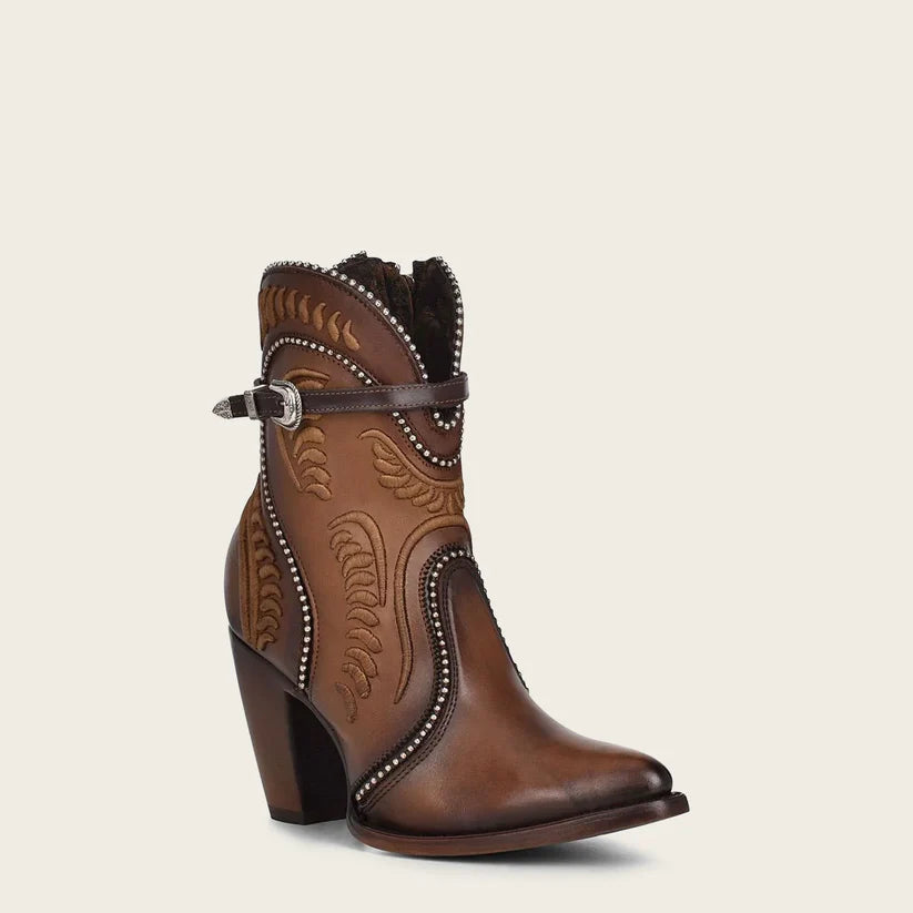 Cuadra Women's Embroided Honey Leather Western Bootie
