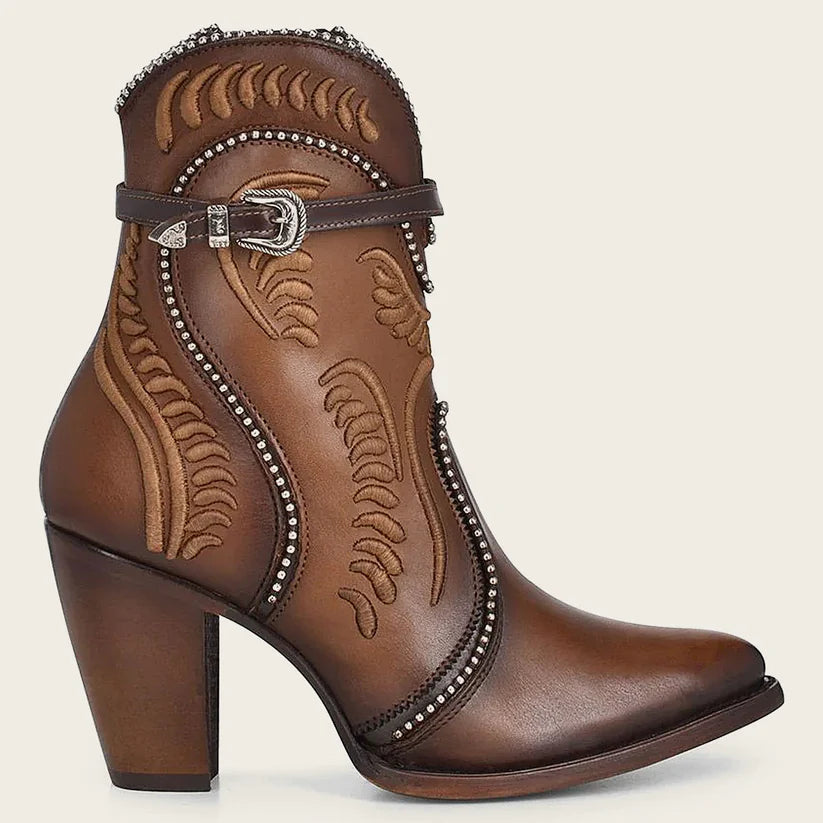 Cuadra Women's Embroided Honey Leather Western Bootie