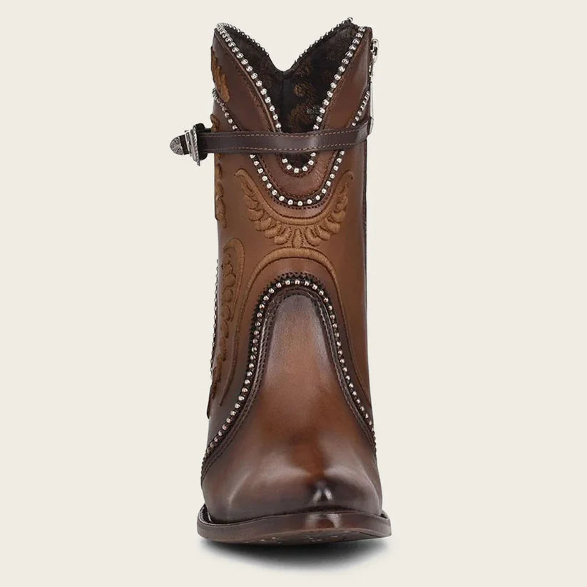 Cuadra Women's Embroided Honey Leather Western Bootie