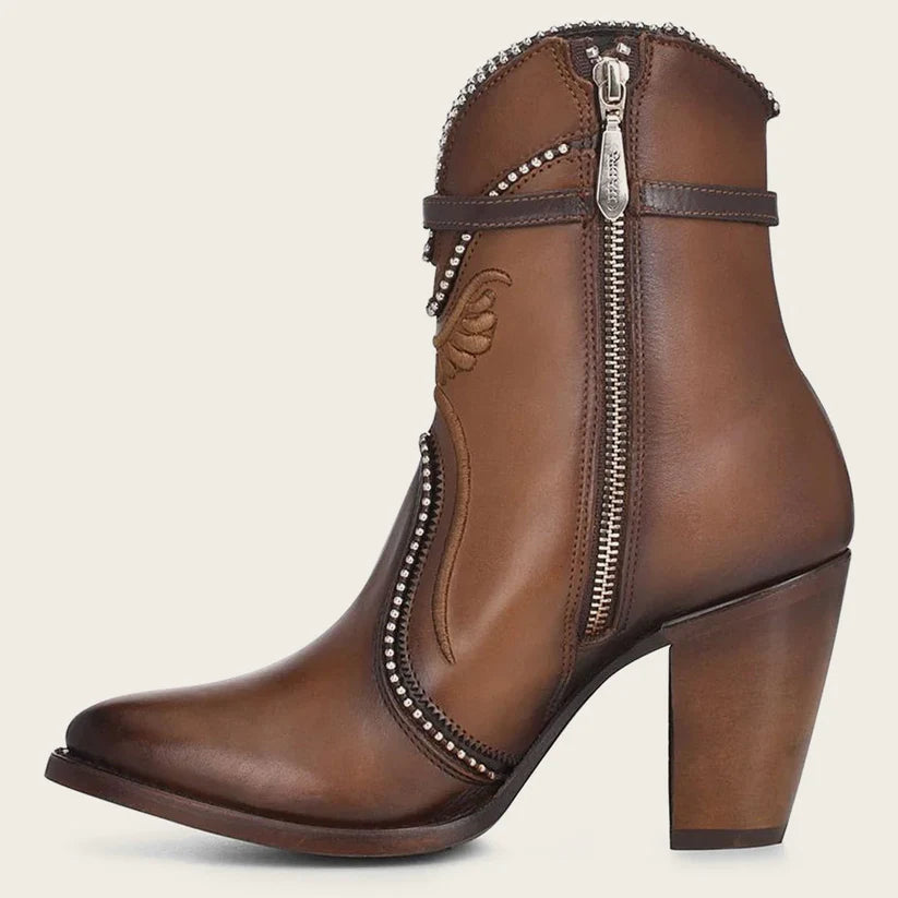 Cuadra Women's Embroided Honey Leather Western Bootie